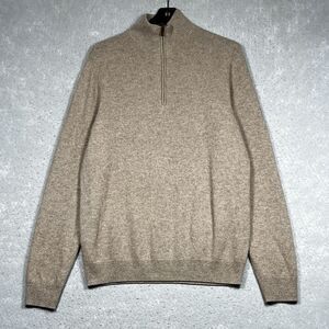 H&M 100% Cashmere Sweater Men’s Medium Brown  1/4 Zip Pullover Soft Knit